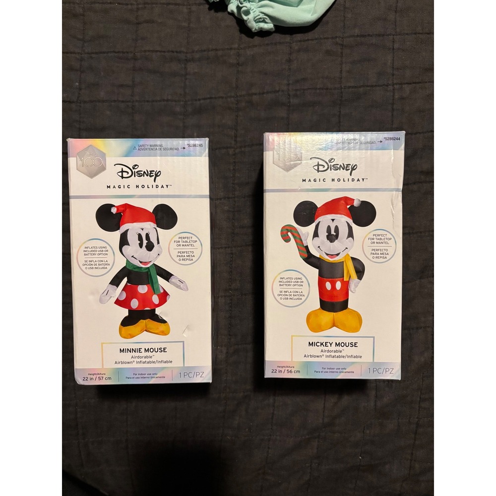 Disney Magic Holiday Minnie Mouse‎ and Mickey Mouse Airblown Inflatables Set
